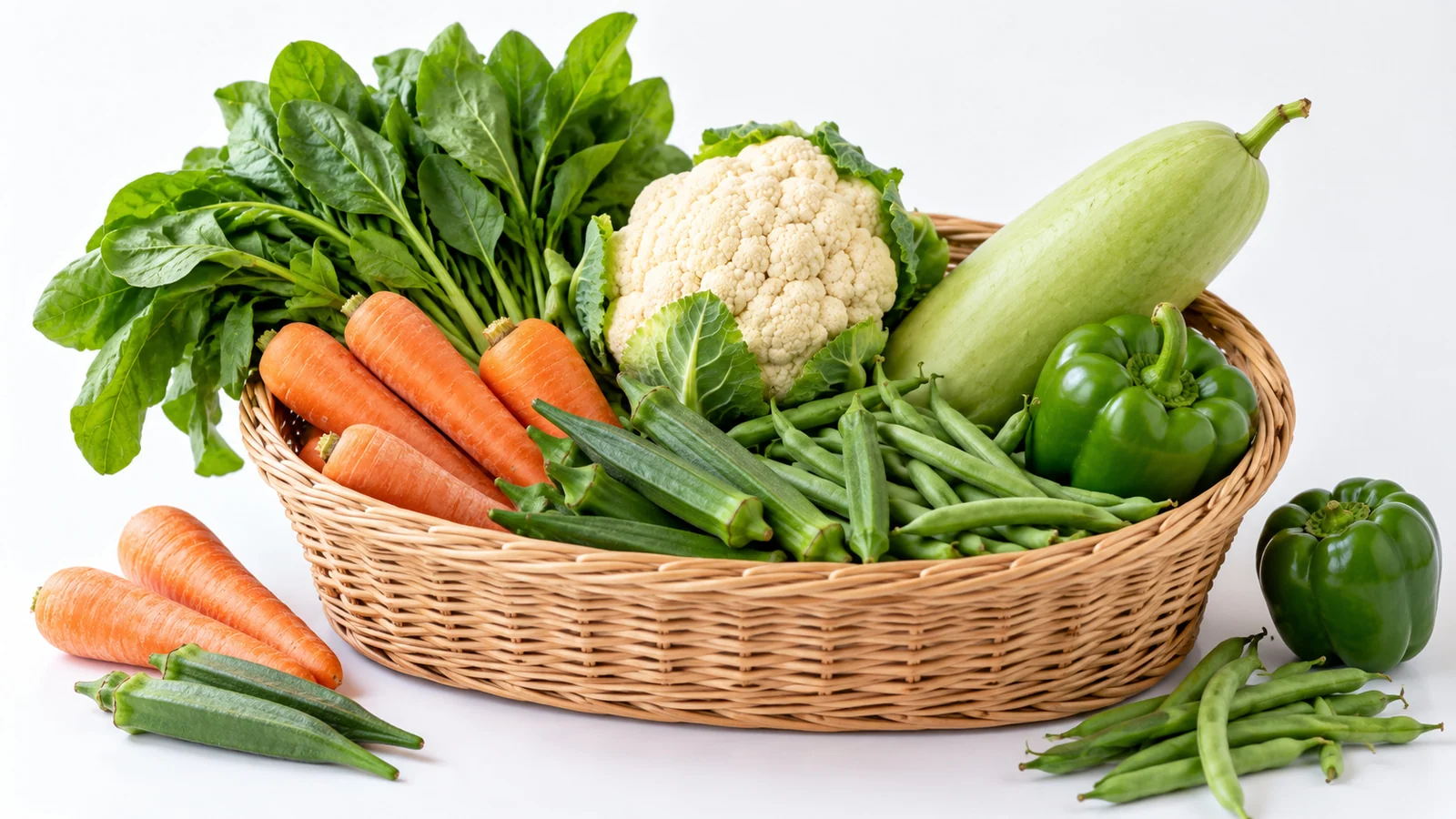 Fresh vegetables and ingredients for Indian home cooking